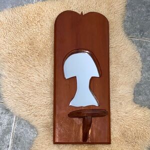 Vintage wooden wall mirror & shelf